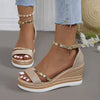 Thick-Soled Wedge Sandals With A Fish Mouth And A Single Buckle Strap, Sequin Bag Heels, And Platform Women's Sandals